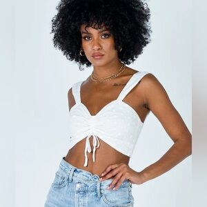 Princess Polly white eyelet lace crop top  4